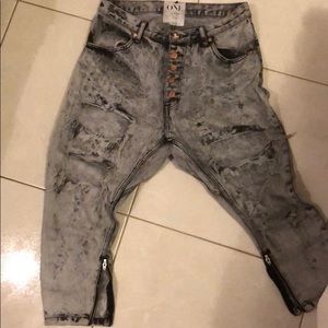 One teaspoon destroyed denim joggers